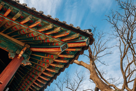Korean traditional eaves at Jukseoru Pavilion in Samcheok, Koreaのeditorial素材