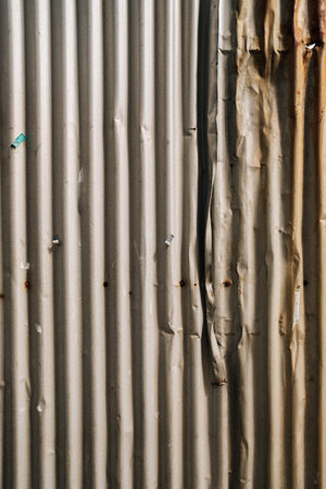 Old brown wavy metal plate wall texture background