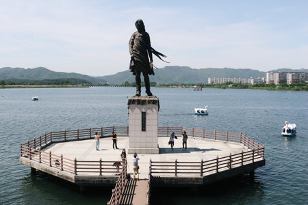 Chuncheon, Korea - May 17, 2013 : Soyang river girl statue and blue skyのeditorial素材