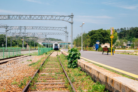 Chuncheon, Korea - June 03, 2016 : Gimyujeong station, train platform