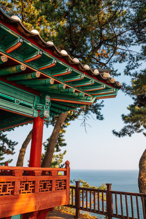 Jukdojeong Korean traditional pavilion with seascape in Yangyang, Korea