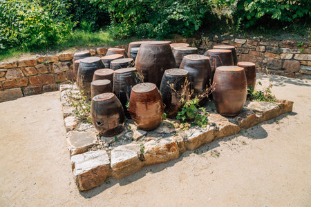 Jangdokdae, Jars at literary village of Kim you jeong in Chuncheon, Korea