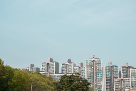 Modern apartment buildings in Gunpo, Koreaのeditorial素材