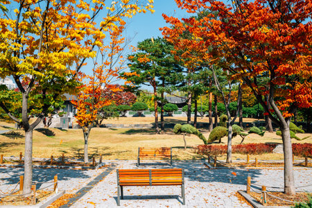 Autumn of Hyowon Park in Suwon, Koreaのeditorial素材