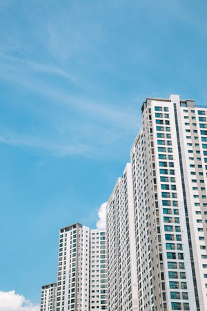Modern apartment building exterior in Korea