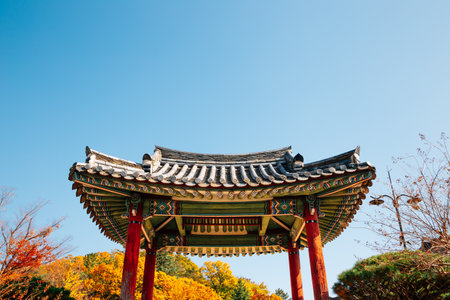 Yeongnamnu pavilion Korean traditional architecture at autumn in Miryang, Koreaのeditorial素材