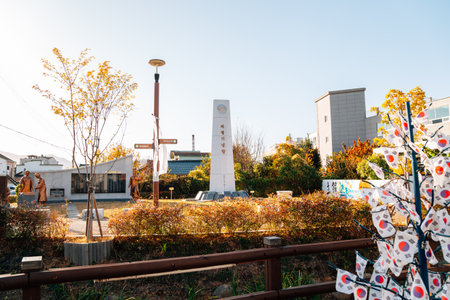 Miryang, Korea - November 8, 2020 : Euiyeol Memorial tower at Haecheon Hangil movement theme streetのeditorial素材