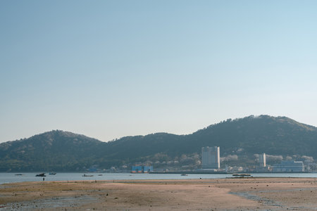 Jinhaeru beach park in Changwon, Koreaのeditorial素材