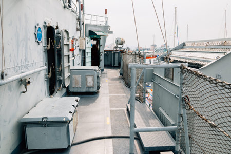 Pohang, Korea - February 8, 2017 : Pohang ship museum, Military ship patrol combat corvette in...