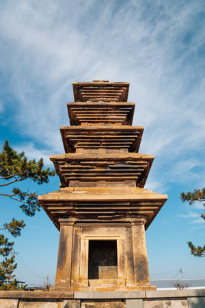 Five-story Stone Pagoda at Tamni-ri in Uiseong, Koreaのeditorial素材