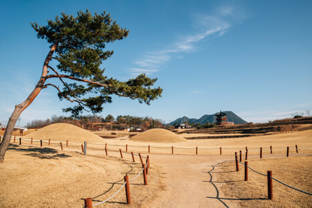 Jomunguk Historical Site, Royal Tomb of King Gyeongdeok, ancient ruins in Uiseong, Koreaのeditorial素材