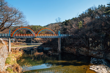 Binggye Valley County Park at winter in Uiseong, Koreaのeditorial素材