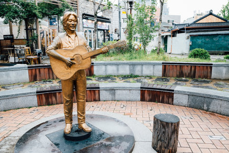 Daegu, Korea - April 24, 2018 : Kim Kwang-Seok Memorial Streetのeditorial素材