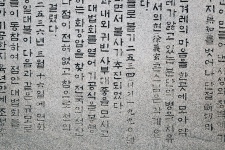 Daegu, Korea - February 7, 2017 : Korean Buddhist scriptures at Donghwasa temple