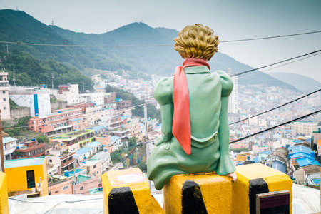 Busan, Korea - May 30, 2015 : The back of the little prince in Gamcheon Culture Villageのeditorial素材