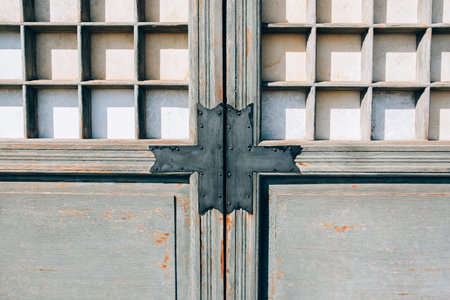 Korean traditional wooden doorのeditorial素材