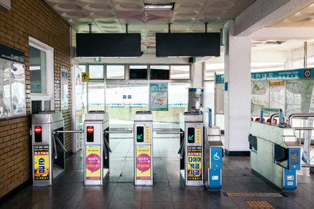 Seoul, Korea - April 10, 2017 : Eungbong Station subway gate