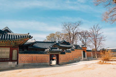 Gyeongbokgung Palace Korean traditional architecture in Seoul, Koreaのeditorial素材