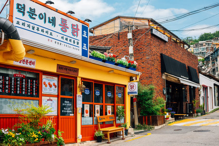Seoul, Korea - May 21, 2020 : Seongbuk-dong restaurant streetのeditorial素材