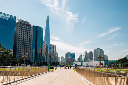 Seoul, Korea - October 6, 2020 : Jamsil -ro modern city view with high-rise buildingsのeditorial素材