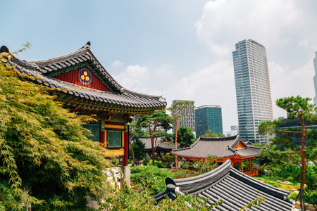 Bongeunsa temple in Seoul, Koreaのeditorial素材