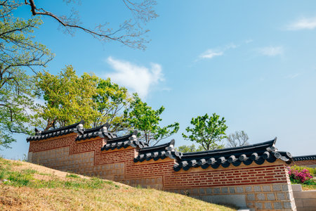 Gyeongbokgung Palace Korean traditional architecture in Seoul, Koreaのeditorial素材