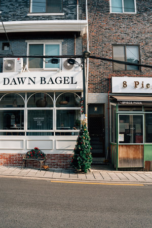 Seoul, Korea - January 3, 2022 : Itaewon Haebangchon restaurant pub cafe streetのeditorial素材