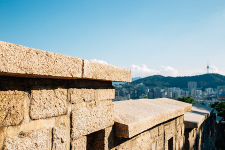 Naksan park fortress and Seoul city view in Koreaのeditorial素材