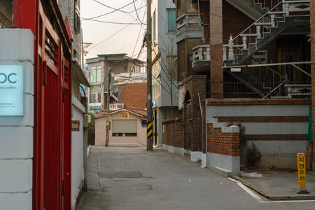 Seoul, Korea - February 18, 2022 : Hongdae Yeonnam-dong restaurant cafe shopping cultural streetのeditorial素材