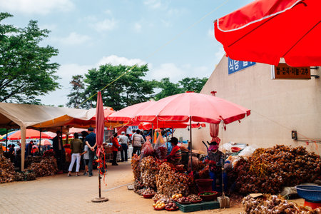 Incheon, Korea - June 7, 2020 : Ganghwa Pungmul market, Korean traditional marketのeditorial素材