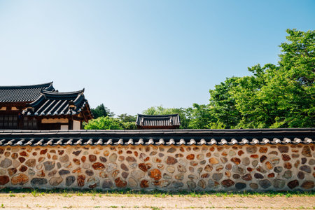 Korean traditional house at Wolmi Park Traditional Garden in Incheon, Koreaのeditorial素材
