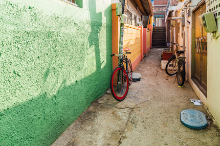 Incheon, Korea - March 14, 2016 : Old house and colorful street