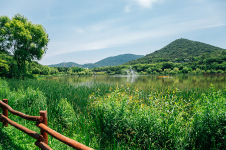 Summer lake at Incheon Grand Park in Koreaのeditorial素材