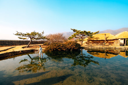 Suncheon, Korea - January 1, 2014 : Naganeupseong (Nagan folk village)のeditorial素材