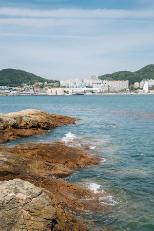 Yeosu Expo park and sea in Yeosu, Koreaのeditorial素材