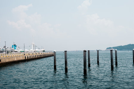 YEOSU, KOREA - August 15, 2015 : Sea and port landscape in summer dayのeditorial素材