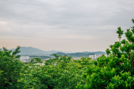 Suncheon city view from Jukdobong Park in Suncheon, Koreaのeditorial素材