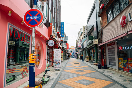 Suncheon, Korea - April 27, 2021 : Jungang-ro shopping streetのeditorial素材