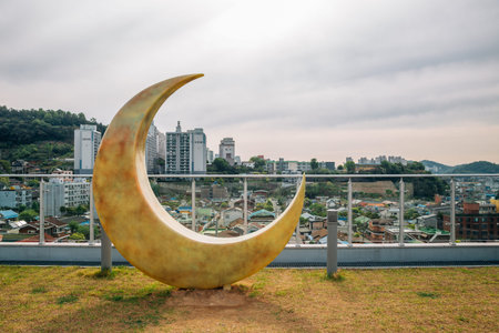 Suncheon, Korea - April 27, 2021 : Suncheon railway official residence village observatory