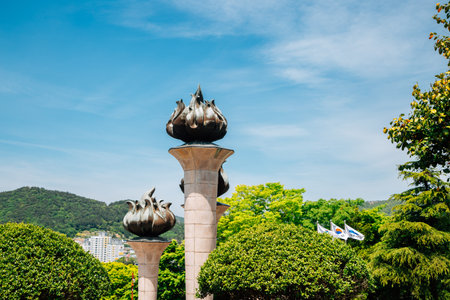 Yeosu, Korea - April 26, 2021 : Chunghontap Tower at Jasan Parkのeditorial素材