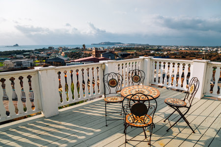 Jeju island seaside village panoramic view in Koreaのeditorial素材