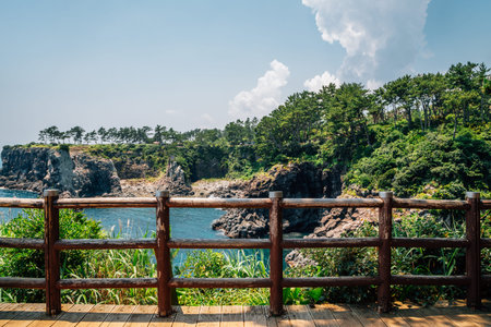 Oedolgae rock and sea in Jeju Island, Koreaのeditorial素材