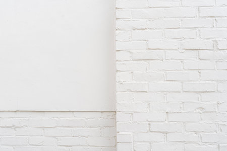 White brick wall background textureのeditorial素材