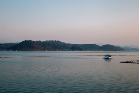 Sunset of Yedang Lake in Yesan, Koreaのeditorial素材