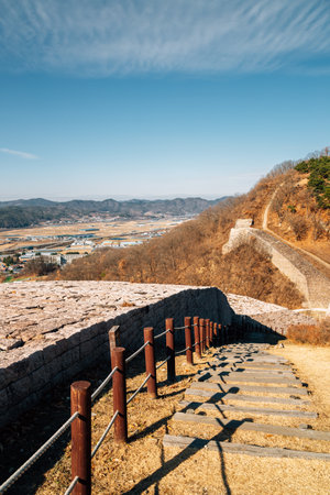 Panoramic view of Samnyeonsanseong Fortress in Boeun, Koreaのeditorial素材