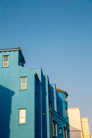Blue building at Asan Blue Crystal Mediterranean Village in Asan, Korea