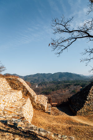 Samnyeonsanseong Fortress ruins in Boeun, Koreaのeditorial素材