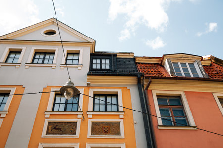 Riga old town medieval buildings in Riga, Latviaのeditorial素材