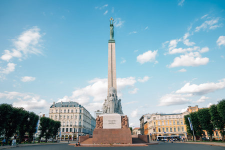 Riga, Latvia - August 11, 2019: Freedom Monumentのeditorial素材