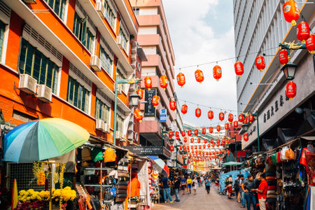 Kuala Lumpur, Malaysia - January 8, 2018 : China town old market streetのeditorial素材
